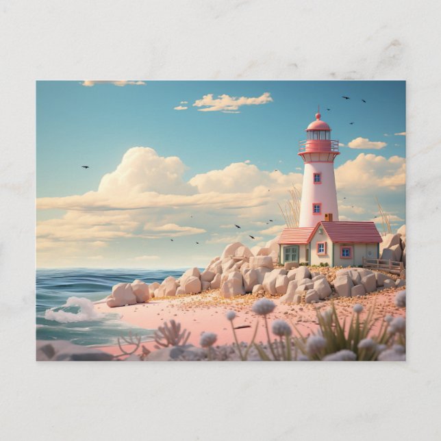 Miniatur Lighthouse Maritime Lansdaft Postcard (Front)