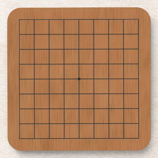 Miniature 9x9 Goban Brown Wood Texture Coaster (Front)
