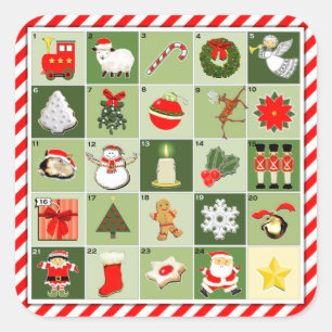 Miniature Advent Calendar Square Sticker