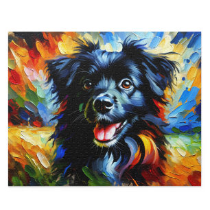 Miniature American Shepherd Acrylic Art: Black Min Jigsaw Puzzle