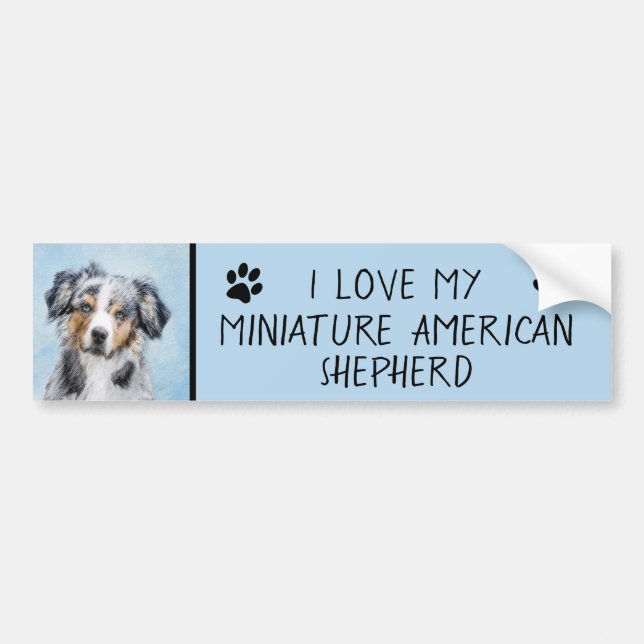 Miniature American Shepherd Painting - Dog Art Bumper Sticker (Front)
