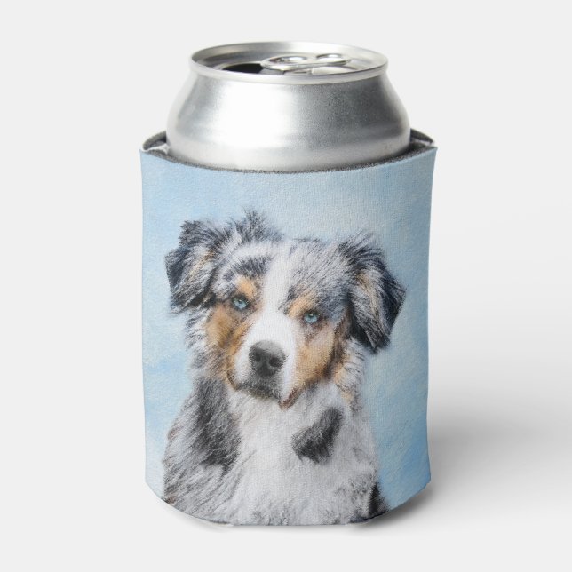 Miniature American Shepherd Painting - Dog Art Can Cooler (Can Front)