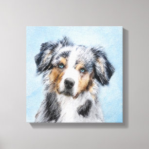 Miniature American Shepherd Painting - Dog Art Canvas Print