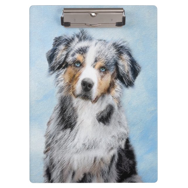 Miniature American Shepherd Painting - Dog Art Clipboard (Front)
