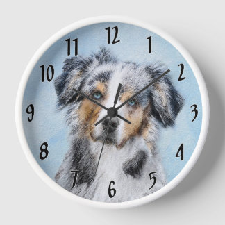 Miniature American Shepherd Painting - Dog Art Clock