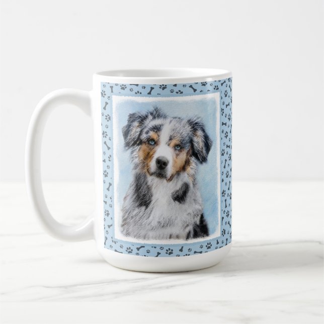 Miniature American Shepherd Painting - Dog Art Coffee Mug (Left)