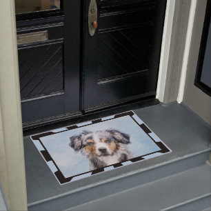 Miniature American Shepherd Painting - Dog Art Doormat