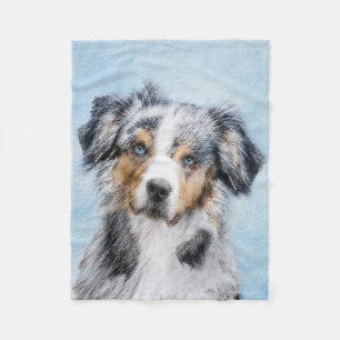 Miniature American Shepherd Painting - Dog Art Fleece Blanket