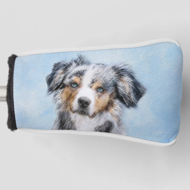 Miniature American Shepherd Painting - Dog Art Golf Head Cover (Front)