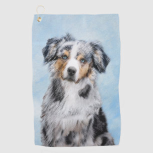 Miniature American Shepherd Painting - Dog Art Golf Towel