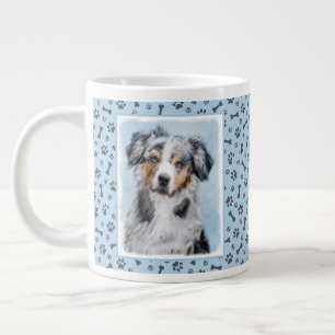 Miniature American Shepherd Painting - Dog Art Large Coffee Mug