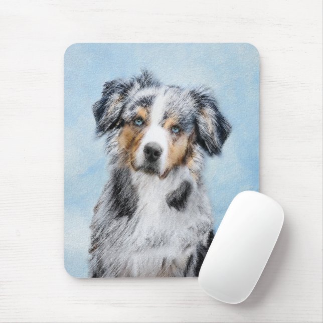 Miniature American Shepherd Painting - Dog Art Mouse Mat (With Mouse)