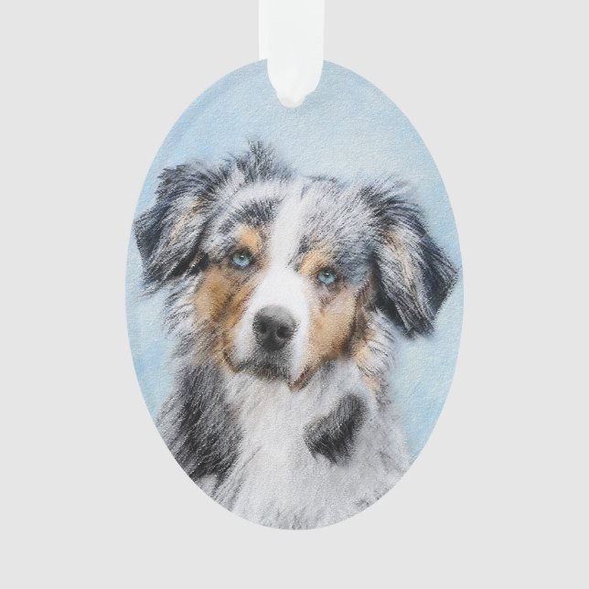 Miniature American Shepherd Painting - Dog Art Ornament (Front)