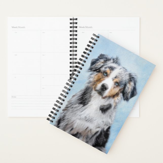Miniature American Shepherd Painting - Dog Art Planner (Display)