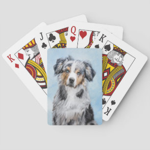 Miniature American Shepherd Painting - Dog Art Playing Cards