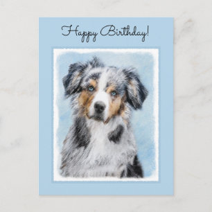 Miniature American Shepherd Painting - Dog Art Postcard