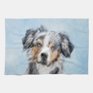 Miniature American Shepherd Painting - Dog Art Tea Towel