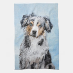 Miniature American Shepherd Painting - Dog Art Tea Towel