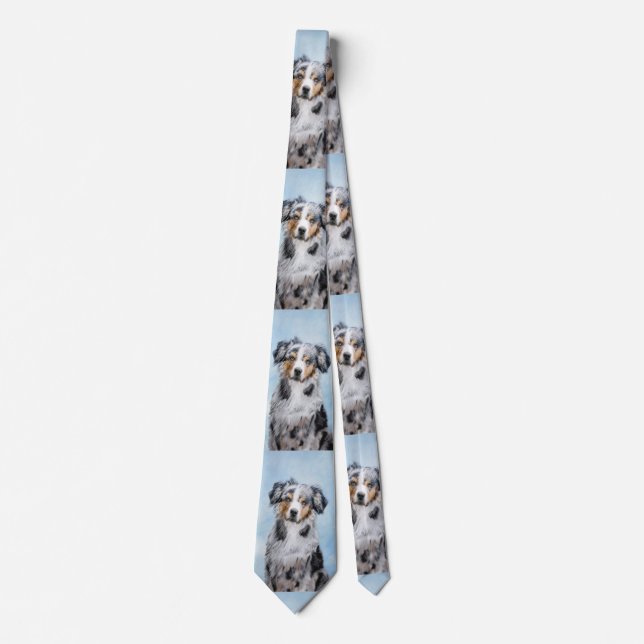 Miniature American Shepherd Painting - Dog Art Tie (Front)