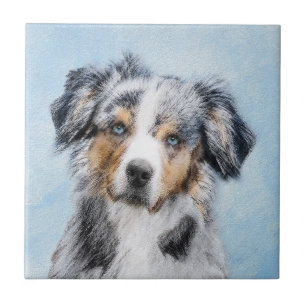 Miniature American Shepherd Painting - Dog Art Tile