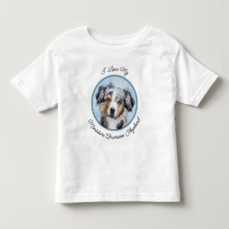 Miniature American Shepherd Painting - Dog Art Toddler T-Shirt