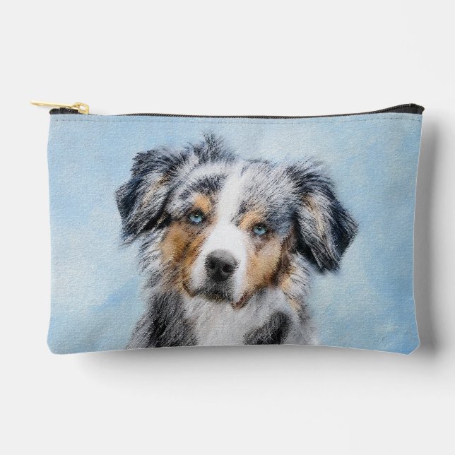 Miniature American Shepherd Painting MAS Dog Art Accessory Pouch (Front)