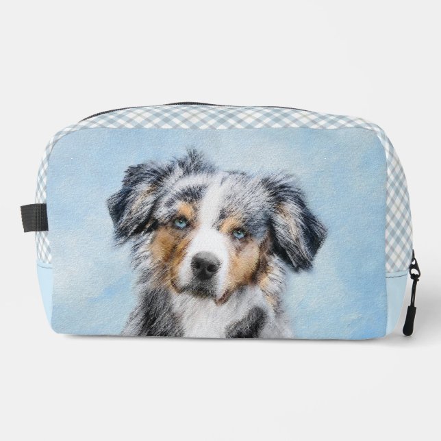 Miniature American Shepherd Painting MAS Dog Art Dopp Kit (Front)