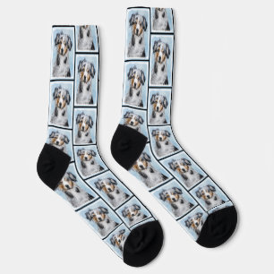 Miniature American Shepherd Painting MAS Dog Art Socks