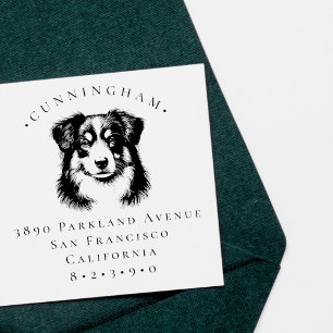 Miniature American Shepherd Pet Dog Return Address Rubber Stamp
