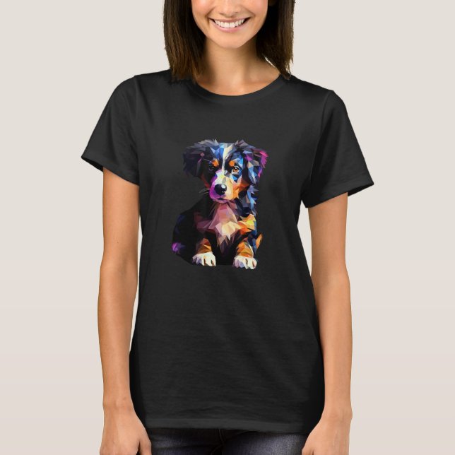 Miniature American Shepherd Puppy Dog Pop Art T-Shirt (Front)
