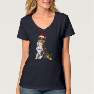 Miniature Australian Shepherd Dog Wearing Christma T-Shirt