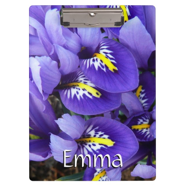 Miniature Blue Irises Spring Floral Clipboard (Front)
