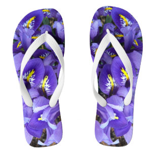 Miniature Blue Irises Spring Floral Flip Flops