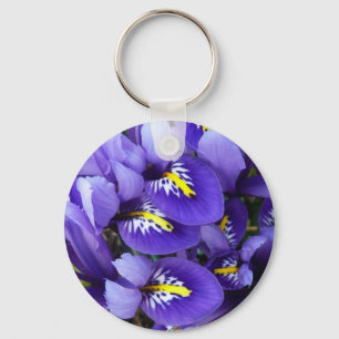 Miniature Blue Irises Spring Floral Key Ring