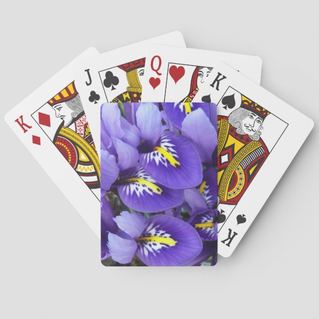 Miniature Blue Irises Spring Floral Playing Cards (Back)