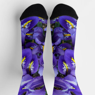 Miniature Blue Irises Spring Floral Socks