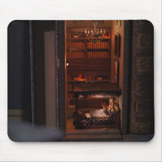 Miniature book nook diorama - reading in bed mouse mat