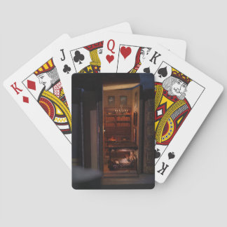 Miniature book nook diorama - reading in bed playing cards