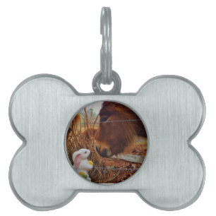 Miniature Brown horse & Easter Bunny Pet Name Tag