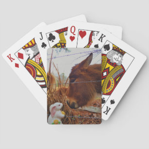 Miniature Brown horse & Easter Bunny Playing Cards