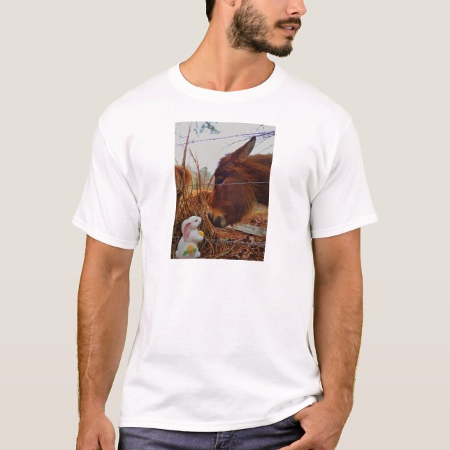 Miniature Brown horse & Easter Bunny T-Shirt (Front)