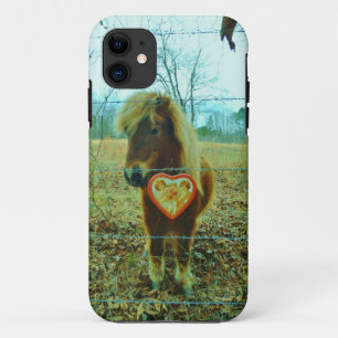 Miniature Brown horse Valentine Heart iPhone 11 Case