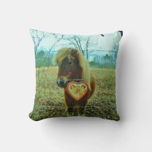 Miniature Brown horse Valentine Heart Cushion