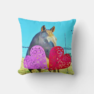 Miniature Brown horse Valentine Heart Cushion