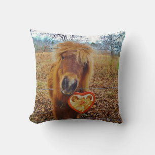 Miniature Brown horse Valentine Heart Cushion