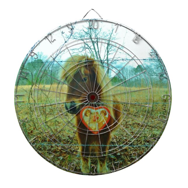 Miniature Brown horse Valentine Heart Dartboard (Front)