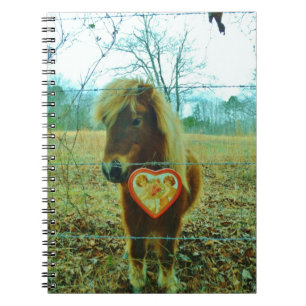 Miniature Brown horse Valentine Heart Notebook