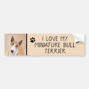 Miniature Bull Terrier Painting - Cute Original Do Bumper Sticker