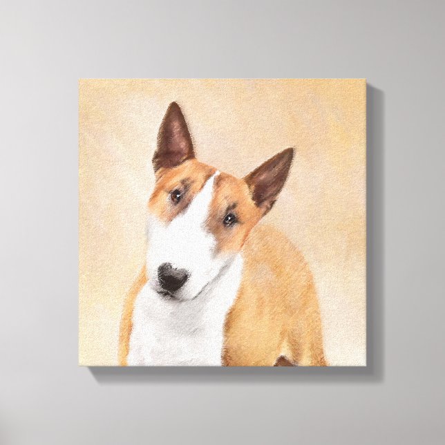 Miniature Bull Terrier Painting - Cute Original Do Canvas Print (Front)