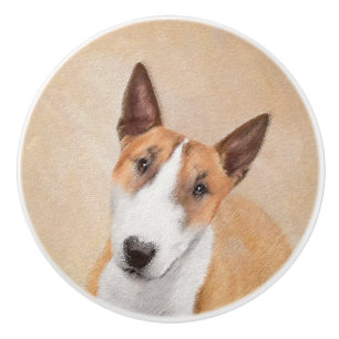 Miniature Bull Terrier Painting - Cute Original Do Ceramic Knob